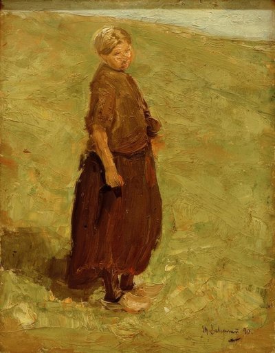 Sağda duran kumuldaki kız by Max Liebermann