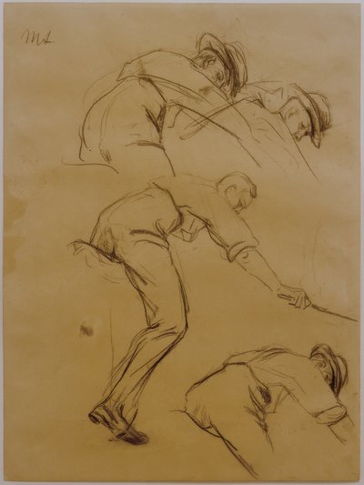 Polo oyuncusu, sağdan üç bisikletçi - çalışma by Max Liebermann