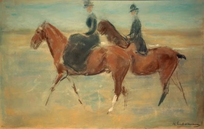 Deniz kenarında at binicisi ve binici by Max Liebermann