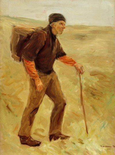 Yürüyen köylü - (çalışma, tam rakam) by Max Liebermann