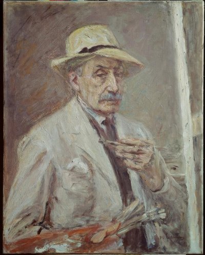 Bir ceket ve şapka ile kendi kendine portre by Max Liebermann