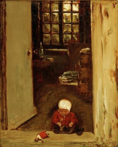Ön kapıda oynayan çocuk by Max Liebermann