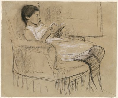 Sanatçının Kızı Käthe Sandalyede Okuma by Max Liebermann