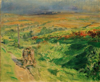 Bir şarap kulübesi ile Pfalz manzara by Max Slevogt