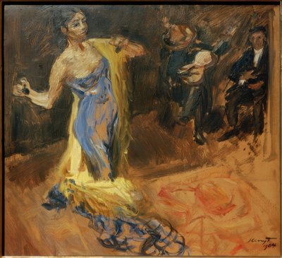 Skizze zu Marietta di Rigardo / Marietta tanzend mit zwei Musizierenden by Max Slevogt