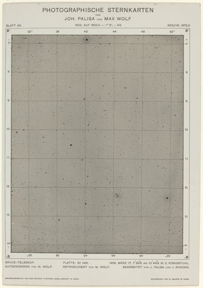 Photographische Sternkarte 17 Mart 1906, 2268. Yaratıcılar: Max Wolf, Johann Palisa. by Max Wolf, Johann Palisa