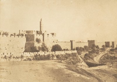 David Daoud Kalesy Kalesi ve Kudüs surları, Ağustos 1850. by Maxime Du Camp