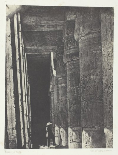 Medinet-Habou, Ramses-Méiamoun Sarayı Galerisi, Thebes, 184951, 1852 basılmış. by Maxime Du Camp