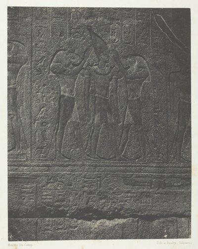 Karnak Sarayı, Granit Kutsal Alanının Dış Heykelleri, Thebes, 184951, 1852 basılmış. by Maxime Du Camp