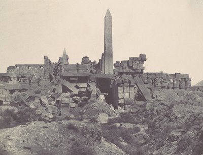 Teb. Karnak Sarayı. Granit Kutsal Alanı ve Hipostil Salonu, 1850. by Maxime Du Camp