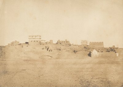 Luksor köyünün bir bölümünün görünümü, Thebes, 1849-50. by Maxime Du Camp