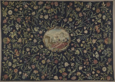 Flora ve çiçek desenli kişileştirme ile masa örtüsü by Maximiliaan van der Gucht (possibly)