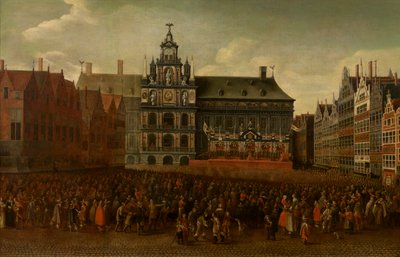 Anvers'teki Grote Markt'ta Münster Barışının İlanı by Maximiliaen Pauwels