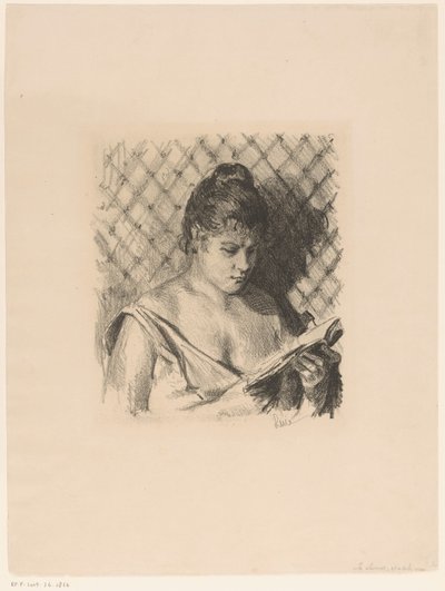 Çıplak omuzlu kadın okuma by Maximilien Luce (signed by artist)