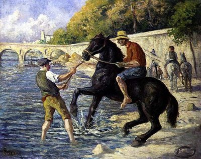 Atların Yıkanması, 1910 dolayları (tuval üzerine yağlı boya) by Maximilien Luce