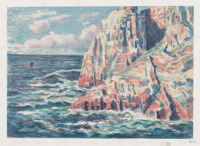 Camaret'te Deniz, Red Rocks, 1895. by Maximilien Luce