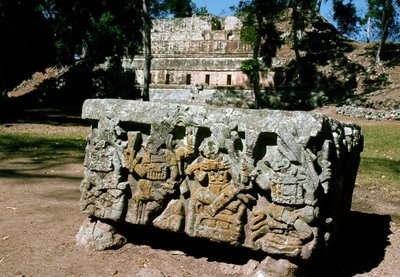 Yükselen güneşin kralının taç giyme töreni ile Altar Q, MS 776 by Mayan