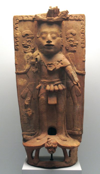 Bir kaplumbağa üzerinde mısır tanrısı şeklinde tütsü brülörü, Kuzey Yucatan Yarımadası, Klasik sonrası dönem, MS 900-1000 by Mayan