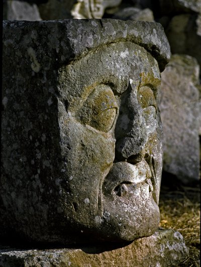 Doğu akropolisinden bir adam kafasının taş heykeli by Mayan