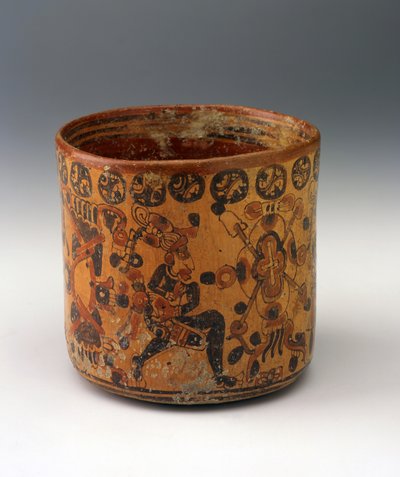Silindir Vazo, c.650-850 (turuncu astar üzeri kırmızı ve siyah seramik) by Mayan Mayan