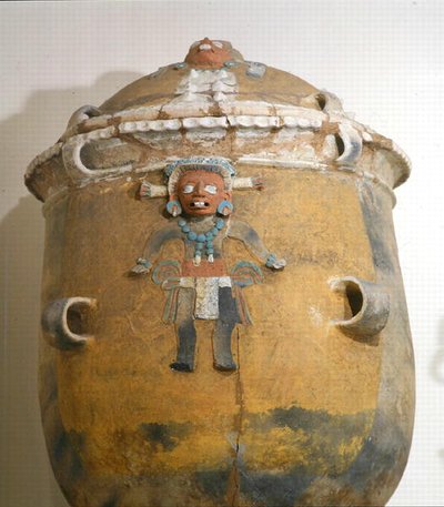 Kapaklı mezar vazosu, Ixil, Kiş, Guatemala, Erken Postklasik Dönem (900-1200) (polikrom çanak çömlek) by Mayan Mayan