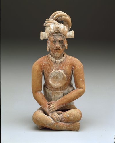 Oturan sakallı adam, Geç Klasik dönem, yaklaşık 600-900 (seramik ve boya) by Mayan Mayan