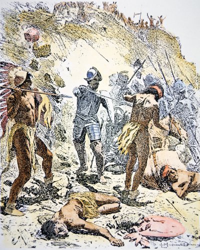 Pueblo Kızılderili İsyanı 1680 (renkli gravür) by Maynard Dixon