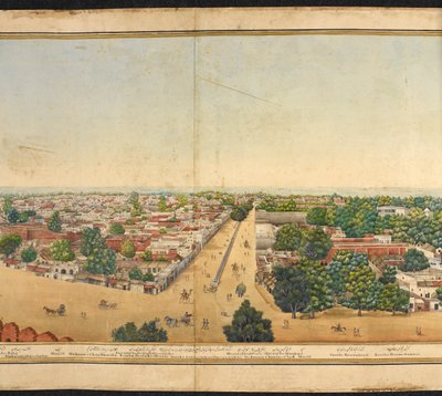 Delhi panoramasının bir bölümü by Mazar or Mazhar Ali Khan