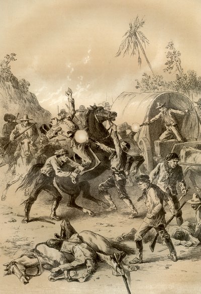 Altın eskort ormancılar tarafından saldırıya uğradı, Avustralya, 1879 by McFarlane and Erskine