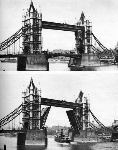 Tower Bridge açık ve kapalı, Londra, 1926-1927 by McLeish