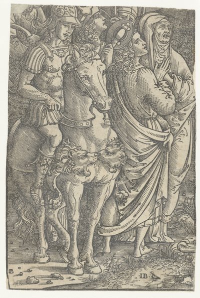 Evangelist John ve Mary ve Soldiers ile bir Çarmıha Gerilme Parçası by Meester IB met de vogel