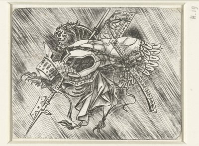 Zırh, miğfer ve teber dahil olmak üzere silah ganimetleri by Meester van 1515