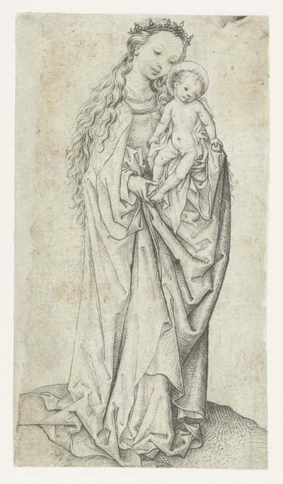 Apple ile Madonna ve Çocuk Ayakta by Meester van het Amsterdamse Kabinet