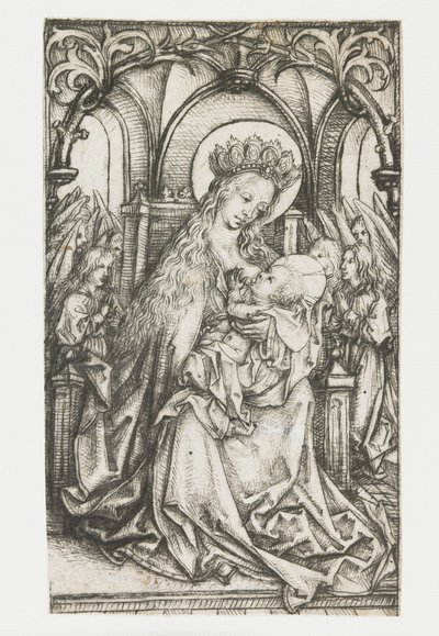 Melekler tarafından tapılan tahta Madonna by Meester van het Amsterdamse Kabinet