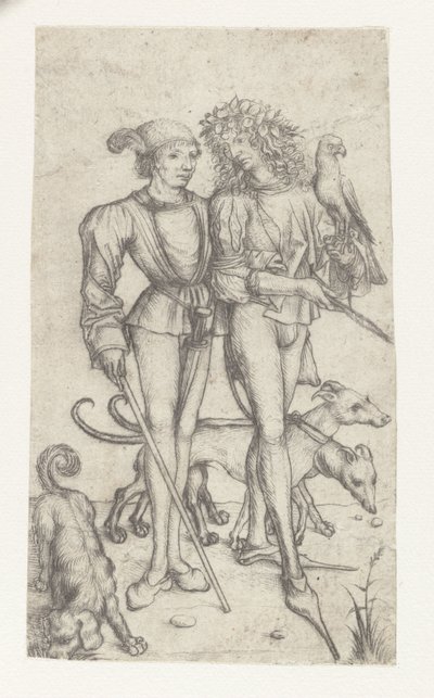 Falconer ve arkadaşı by Meester van het Amsterdamse Kabinet