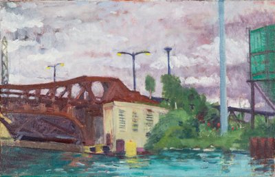 Cal Sag Kanalı Üzerindeki Köprü, 2014 (tuval üzerine yağlıboya) by Megan Williamson