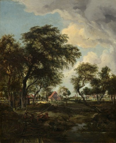 Güneş Işığında Bir Çiftlik by Meindert Hobbema