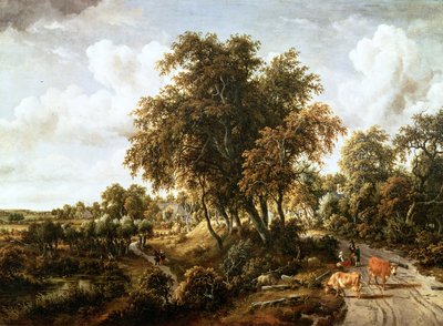 Dyke üzerinde yol by Meindert Hobbema