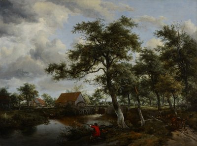 Su Değirmeni ile Ormanlık Peyzaj, c.1665 by Meindert Hobbema