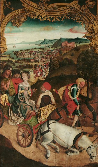 kutsal uçuş Cantius, Cantianus ve Cantianilla (içeride); Zeytin Dağı