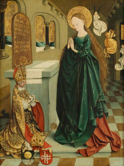 Mısır elbisesi içinde bir tapınak bakiresi olarak Meryem by Meister von Mondsee