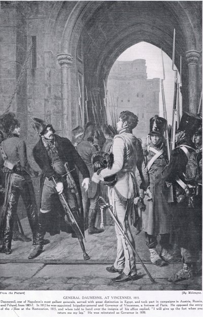 General Daumesnil, Vincennes'de, 1815, 'Hutchinson's History of the Nations'dan bir çizim, c.1910 by Melanque