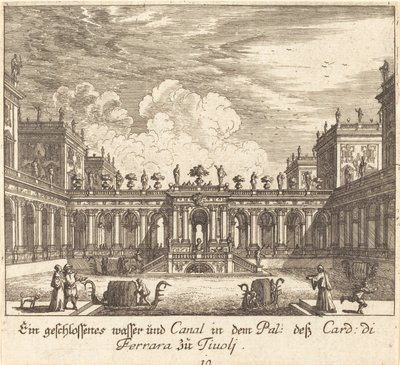 Saray ve Kanal, Ferrara Kardinali, Tivoli by Melchior Küsel after Johann Wilhelm Baur