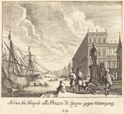 Palazzo di Spagna, Napoli by Melchior Küsel after Johann Wilhelm Baur
