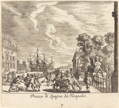 İspanyol Merdivenleri, Napoli by Melchior Küsel after Johann Wilhelm Baur