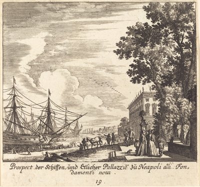 Gemiler, Yeni Temeller, Napoli by Melchior Küsel after Johann Wilhelm Baur