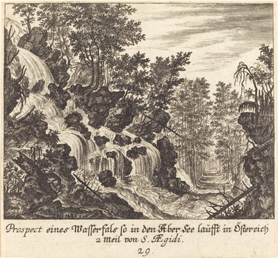 Şelale Görünümü, Avusturya by Melchior Küsel after Johann Wilhelm Baur