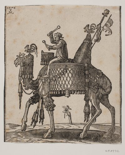 Rider Olarak Timpanist ile Muhteşem Donanımlı Bir Dromadary by Melchior Lorck