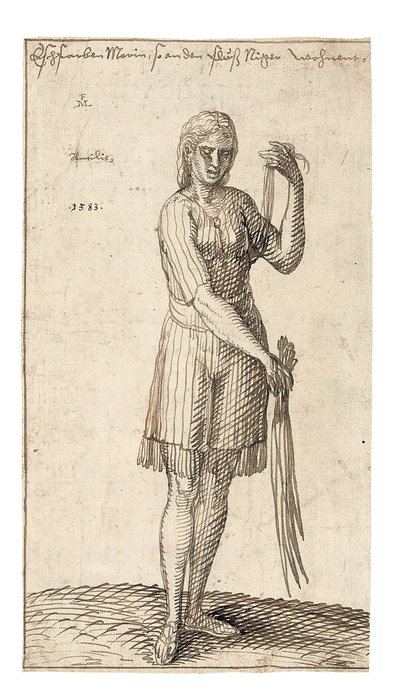 Saz tutan Nijeryalı bir kadın, 1583 by Melchior Lorck