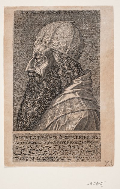 Aristoteles, yarım uzunlukta portre, sola doğru profil by Melchior Lorck